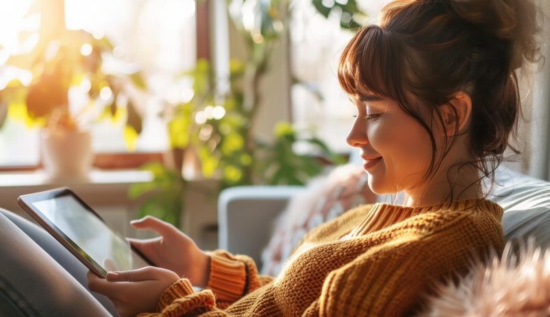 Person reading an ebook on a Kindle – buy digital books online at LD Global