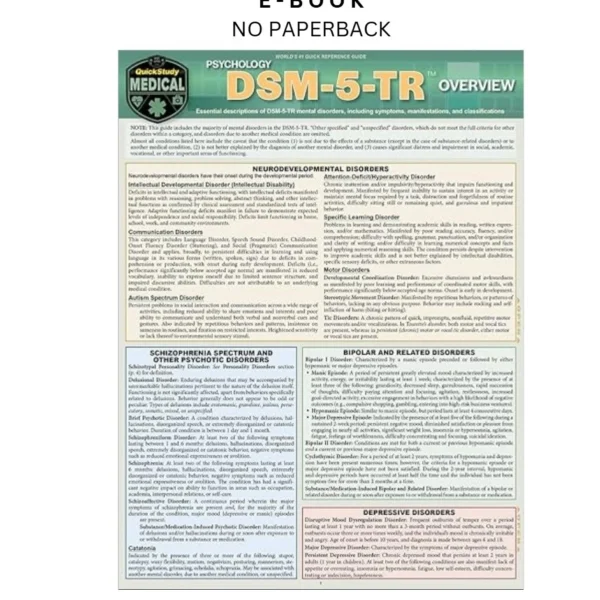 DSM by 5-TR Overview: a QuickStudy Laminated Reference Ebook – Rona Bernstein PsyD | Instant Download – book cover ebook