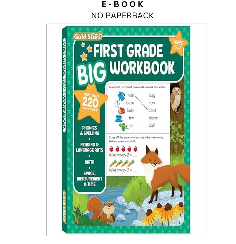s-l1600-1685.webp First Grade Big Workbook Ages 6 by 7: 220+ Activities, Ebook – Gold Stars | Instant Download – book cover ebook