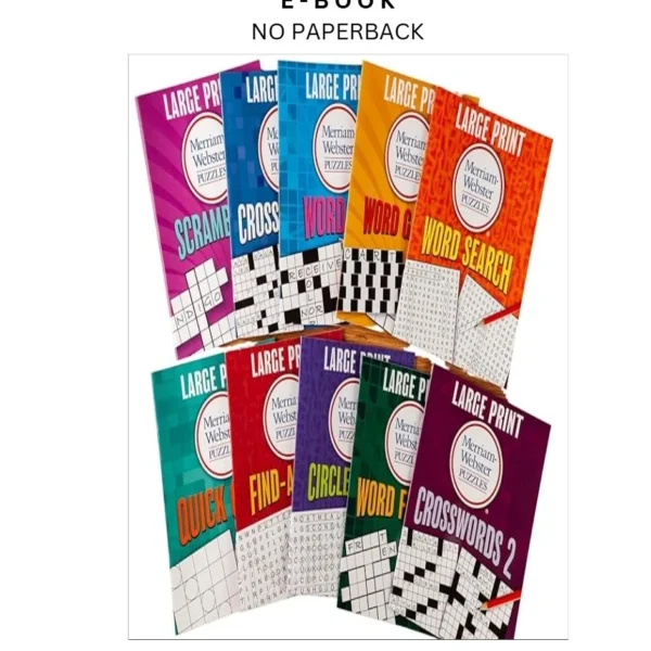 Large Print Merriam by Webster Puzzles 10 Bookl Ebook – Publications International Ltd. | Instant Download – book cover ebook