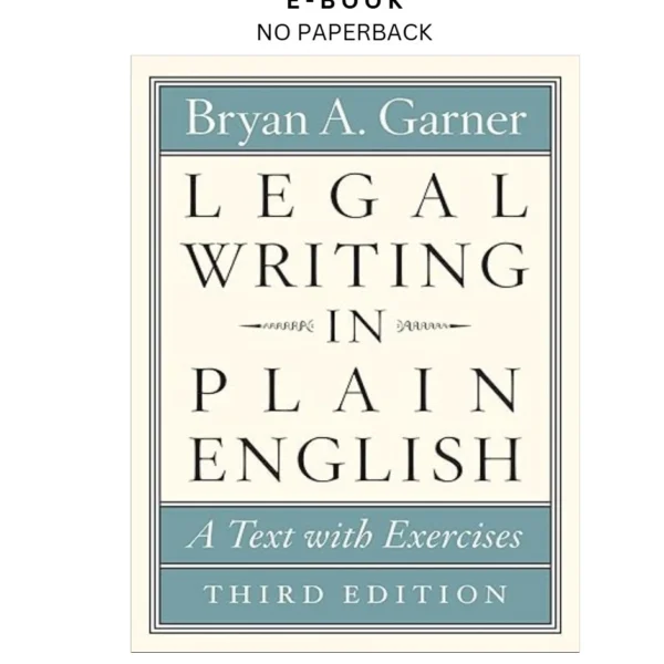 Legal Writing in Plain English, Third Editio Ebook by Bryan A. Garner | Instant Download – book cover ebook
