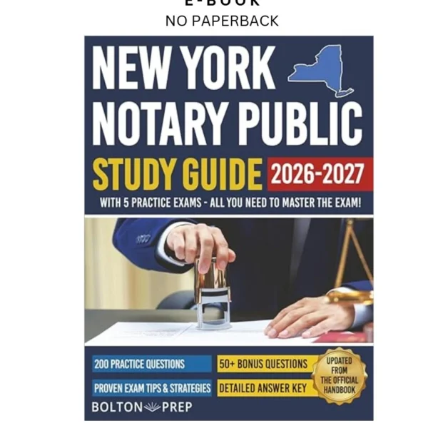 New York Notary Public Study Guide with 5 Pr Ebook by Bolton Prep | Instant Download – book cover ebook