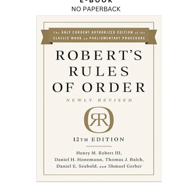 Robert's Rules of Order Newly Revised, 12th edition Ebook by Henry M. Robert III | Instant Download – book cover ebook