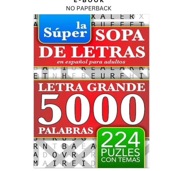 Sopa de Letras en Español by Letra Grande: 500 Ebook – Martin Littlewolf | Instant Download – book cover ebook