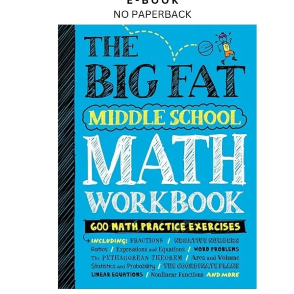 The Big Fat Middle School Math Workbook: 600 Math Practic Ebook by Workman Publishing | Instant Download – book cover ebook
